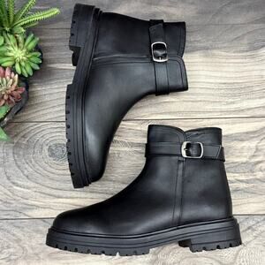 NEW Steve Madden Maezy 9M Black Leather Ankle Boots Bootie Biker